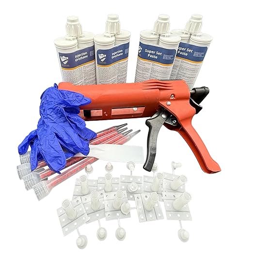 Wall Crack Pro Repair Kit – Urethane Concrete Crack Injection System | Professional Low-Pressure Foundation & Basement Waterproofing Kit