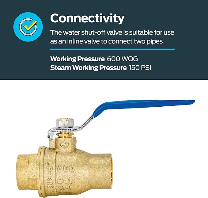 Eastman Heavy Duty Full Port Brass Ball Valve, 3/4 in Sweat x 3/4 in Sweat Connection, 20063LF