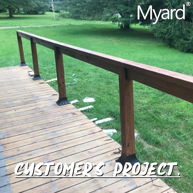 Myard PNP114040 4x4 Post Base Cover (Actual 3.5x3.5 Inches) Post Skirt Flange with Stainless Steel Screws, Post Bracket for Deck Porch Handrail Railing Support Trim Post Anchor (Qty 2, Black)