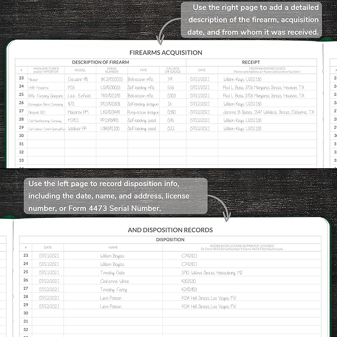 Skyline Firearms Acquisition & Disposition Record Book – Hardcover Gun Log Book for Firearm Dealers & Personal Use – Log Book for Receipt & Disposition Records, 10x7″(Forest Green)