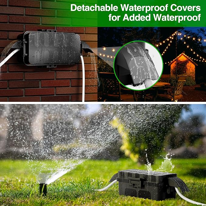 Flemoon 2-Piece Outdoor Waterproof Electrical Box Set – 12.5" x 8.5" x 5" Large & 8.1" x 4.9" x 3.1" Small Weatherproof Electrical Boxes for Power Strips, Outlets, Holiday String Lights, Black