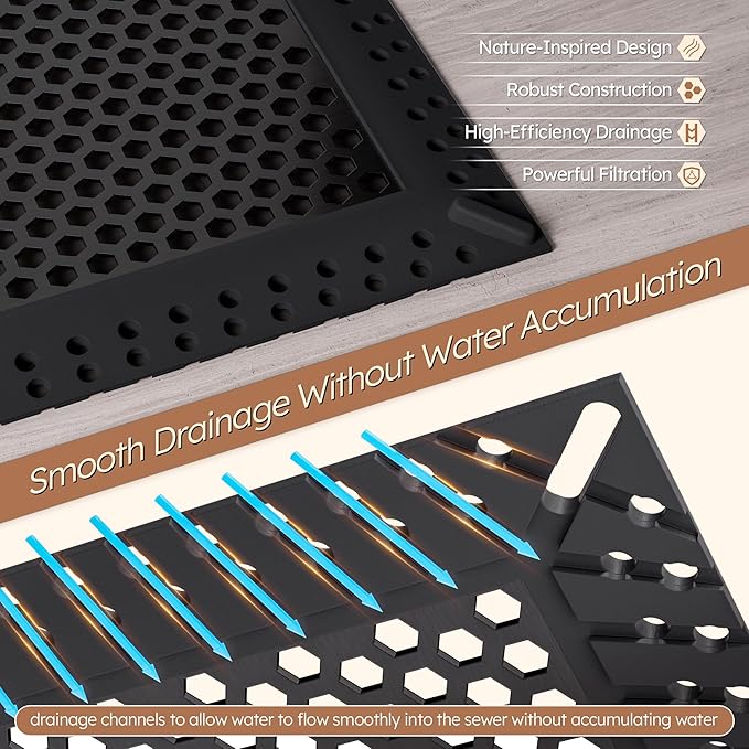 Not Moving Shower Drain Hair Catcher,Effective Hair Catcher Shower Drain,Square Flat Shower Drain Cover Protector Filter,Efficient Drainage,Hair Trap Stopper