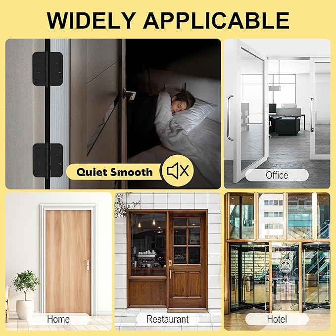 6 Pack 4" Heavy Duty Door Hinges with 5/8'' Radius Corner, 4in x 4in Stainless Steel Door Hinges for Exterior & Interior Doors, Smooth and Quiet (Black)