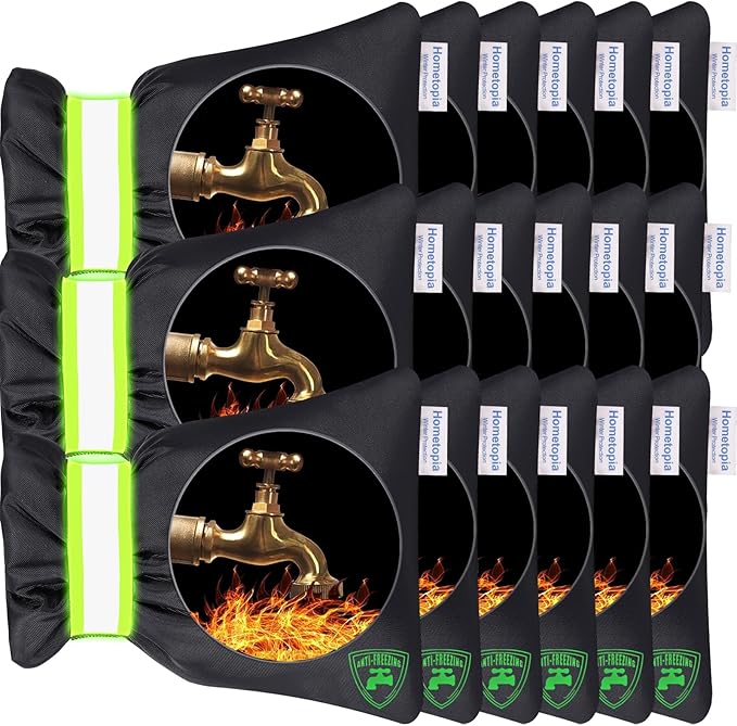 Outdoor Faucet Covers for Winter, 15 Pack Pro 6.7" W x 8.3" H Outdoor spigot covers winter insulated Freeze Protection hose bib covers Backflow Reusable Waterproof Insulated,Black