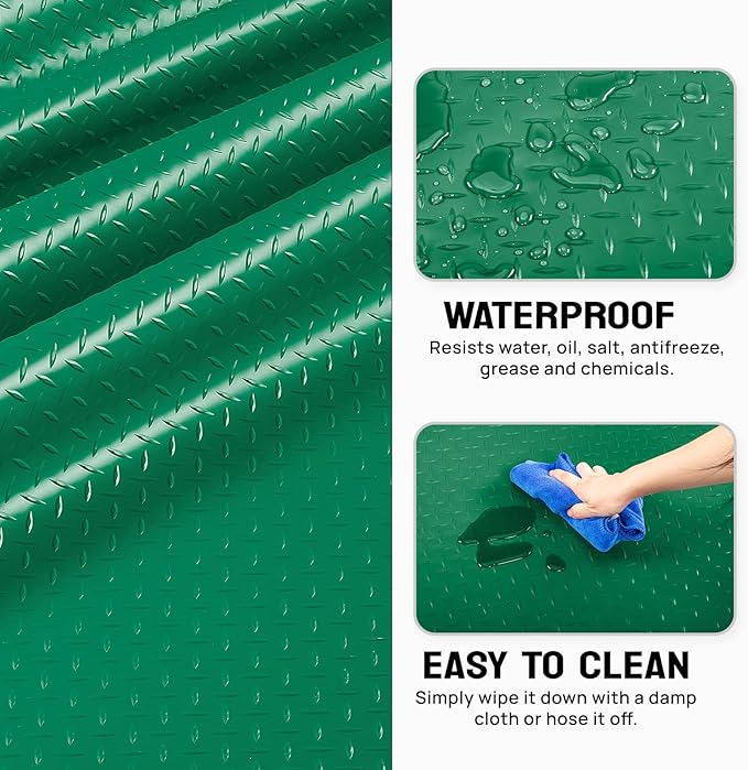 TUFFIOM 7.5 x 17 FT Garage Floor Mat, Thickened Diamond Plate PVC Garage Mats Flooring Roll for Under Car, Garage Car Parking Mats for Compact SUVS, Sports Car