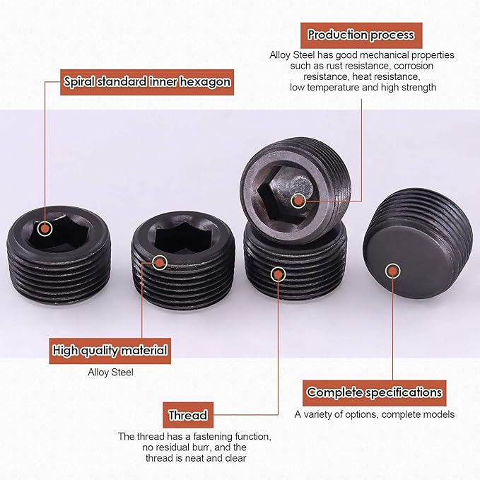 Hilitchi 10Pcs Carbon Steel Black Pipe Fitting Pipe Plug Fitting NPT Male Plug (3/4)