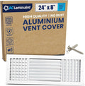 24x8 Inch (Duct Opening) Aluminum 3-Way Air Flow Vent – HVAC Vent Cover for Wall or Ceiling – Quiet HVAC Wall Register with Multi-Shutter Damper – Adjustable Curved Blade - Plastic Seal for Tight Fit