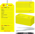 500 Pcs Repair Tags with Hole and Wire Maintenance Service Tags 2.6 x 5.25 Inch Numbered for Machinery & Office Service Tickets Equipment Maintenance Price Notice with Stub Yellow (500)