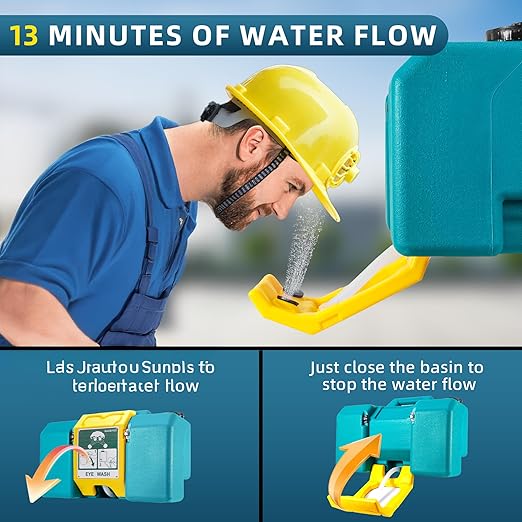 8 Gallon Portable Eye Wash Station, OSHA-Approved Wall Mount Emergency Eyewash Station, 13-Min Continuous Rinse Eye Washing Station with Dual Spray, Ansi Certified First Aid Eye Wash Units