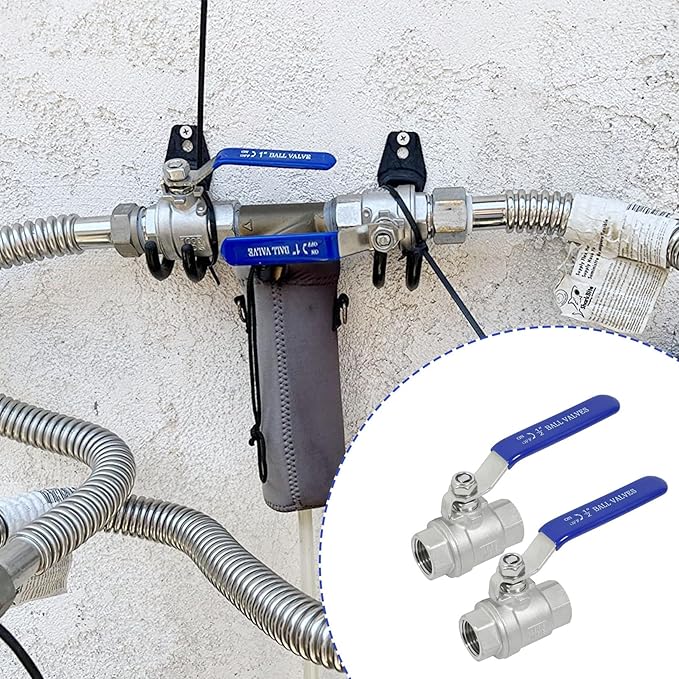 YADIAN 2 Pack 1/2'' Ball Valve Stainless Steel 304, Full Port 1/2 inch Ball Valve NPT Female Heavy Duty Shut Off Valve for Water, Oil, and Gas with Blue Locking Handles, 1000 WOG