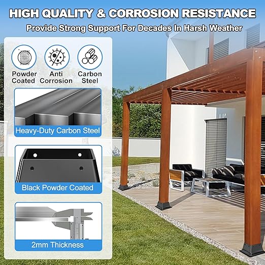4x4 Post Base 20Pcs-Inner Size 3.6x3.6-Heavy Duty Metal Post Brackets-Deck Post Anchors-Solid Steel-Powder Coated-Wood Post Holder for Porch Handrail Railing Pergola Fence Pavilion-Support Deck Base