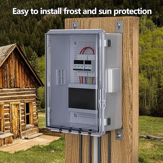 ABS Electrical Junction Box, Ventilated Design, Cable Grommets, IP65 Waterproof Enclosure, Indoor/Outdoor Use with Mounting Panel.(Clear Cover, 15"x11"x5.1")