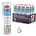 Kraken Bond White Silicone Sealant Waterproof% 100-10 fl oz Cartridge - RTV Silicone Caulk Kitchen and Bathroom, All Purpose, Window Caulking Sealant Outdoor, RV, Exterior Use Silicon - 12 Pack