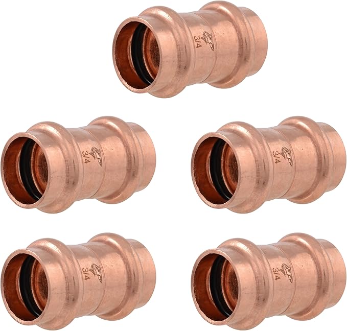 SharkBite 3/4 Inch Coupling, Copper Press Plumbing Fitting, Pack of 5, UPR016X5