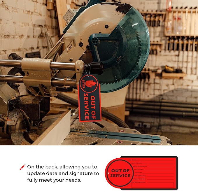 Out of Service Tags, 60 Pack Plastic Out of Service Tags with Wire for Maintenance Required, Red Equipment Repair Tags Waterproof, Equipment Maintenance Tag