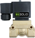 U.S. Solid 1/4" High Pressure Solenoid Valve, 12V DC, Brass, 50 bar, 300°F - Heat-Resistant, High-Pressure Valve for Industrial Use, Water, Gas, Oil and Fluid Control