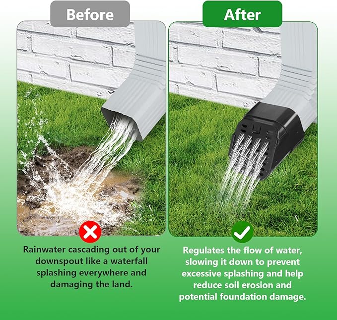3"x4" 2 Pack Gutter Downspout Extensions Gutter Downspouts Downspout Diverter Outlet Filter and Leaf Guard for Bottom of Downspouts Extender