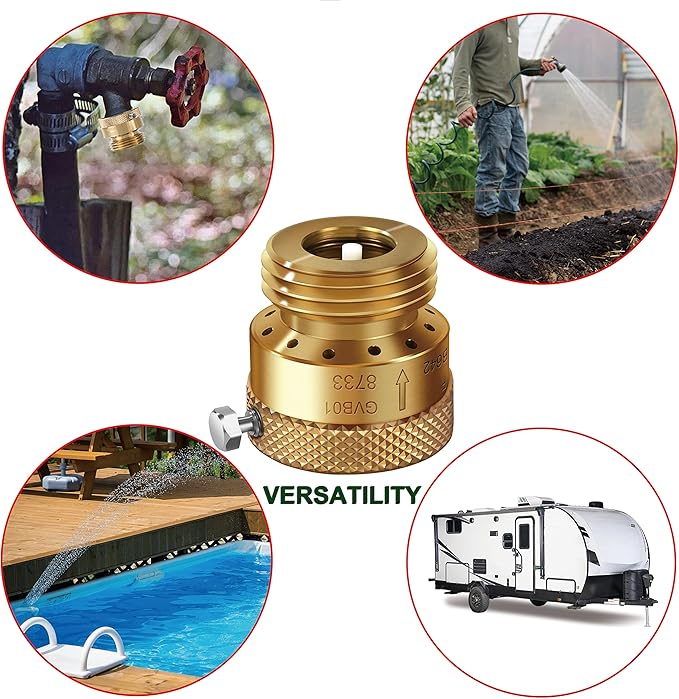 3 Pack SUNROAD Lead-Free Brass 3/4" Inch MHT Hose Bibb Connector Backflow Preventer Vacuum Breaker,Check Valve For Garden Spigot RV Hose Connection,Anti-Siphon Fitting with extra set screws