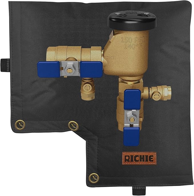Backflow Preventer Insulated Cover (5°F) for Winter Freeze Protection, 13"W x 12"H Thickened Pressure Vacuum Breaker & Well Pump Cover, Outdoor Waterproof Insulation Pouch for Sprinkler Valve, Black