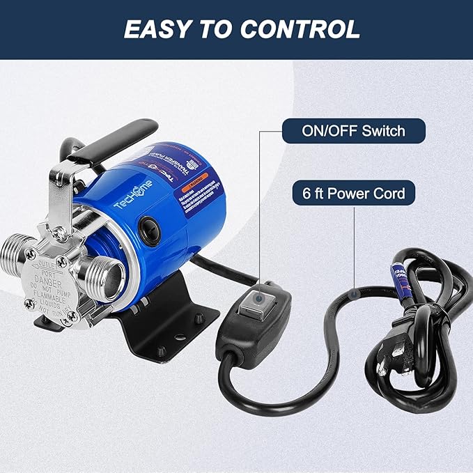 Water Pump, 115V 1/10HP 330GPH Water Transfer Utility Pump, With ON/OFF Switch And Suction Hose Kit.