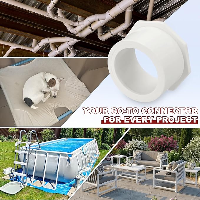 6Pcs 2" x 1 1/2" PVC Reducer Bushing Fitting, SCH40 (Socket x Socket) Furniture Grade PVC Pipe Fitting, Reducer Bush Adapter for Home Sewer Plumbing, Industrial, Pipe Connection