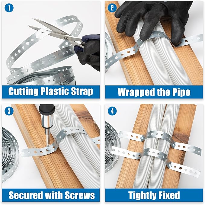 Galvanized 3/4-Inch X 100-Feet Metal Strapping with Holes 24-Gauge Metal Pipe Hanger Strap for Plumbing, HVAC and Duct Support