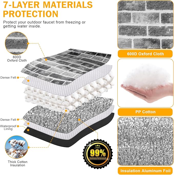 Backflow Preventer Cover Insulated (5˚F) - 14" W x 18" H Backflow Cover for Winter Pipe Freeze Protection - Sprinkler Covers for Outside - Double Wall Insulation Cover Brick Grey