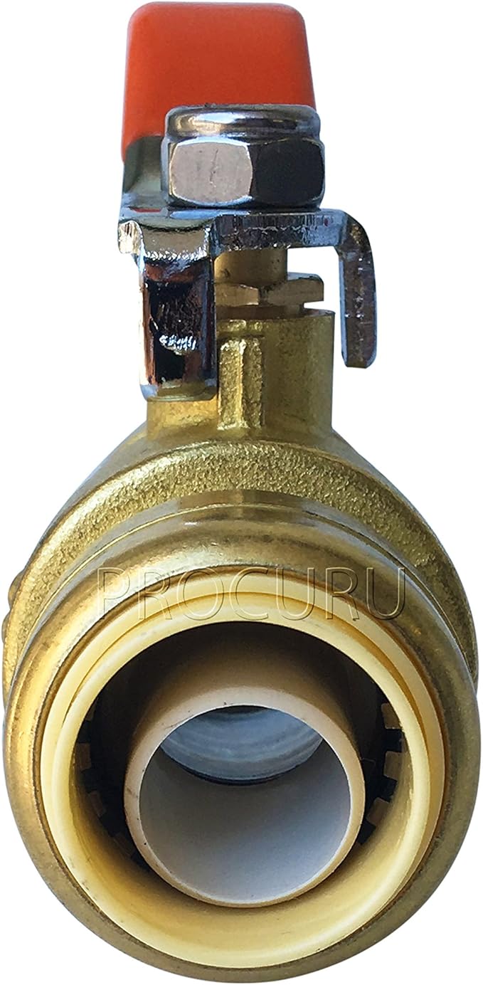 PROCURU 4-Pack 3/4-Inch PushFit Forged Brass Ball Valve, Push-to-Connect Full Port, Heavy Duty Valve for Copper, PEX, CPVC, Certified Safe (8X8314-4P)
