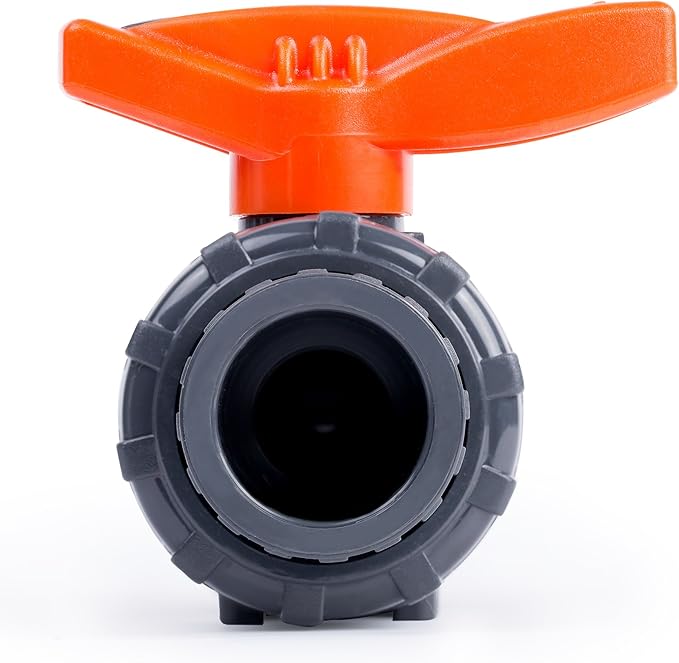 HYDROSEAL Kaplan 3/4" PVC True Union Ball Valve with Full Port, ASTM F1970, EPDM O-Rings and Reversible PTFE Seats, Rated at 200 PSI @73F, Gray, 3/4 inch Socket (3/4")