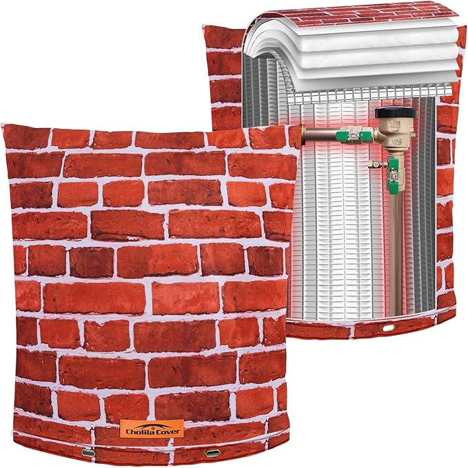 Backflow Preventer Cover Insulated (5˚F) - 16" W x 20" H Backflow Cover for Winter Pipe Freeze Protection - Sprinkler Covers for Outside - Double Wall Insulation Cover Brick Red