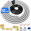 Dishwasher Installation Kit - 10 FT Stainless Steel Dishwasher Hose with 3/8" Compression Connections,Food Grade PEX Inner Tube Dishwasher Water Supply Line with Elbows,Adapters and 6 FT Power Cord