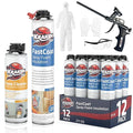 Kraken Bond Fastcoat Fire Rated Spray Foam Insulation Kit - (12x27.1 oz.) (R-Value 11.32 / 2in) Closed Cell Expanding Foam - Heat and Acoustic Insulation, Gun & Cleaner Includes, 240 Board Ft 12 Pack