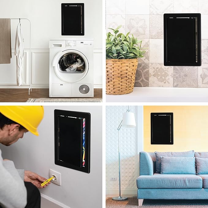 8" x 10" Black Plastic Access Panel - Service Shaft Door Panel for Plumbing, Electricity, Heating, Alarm Wall Access Hole Cover