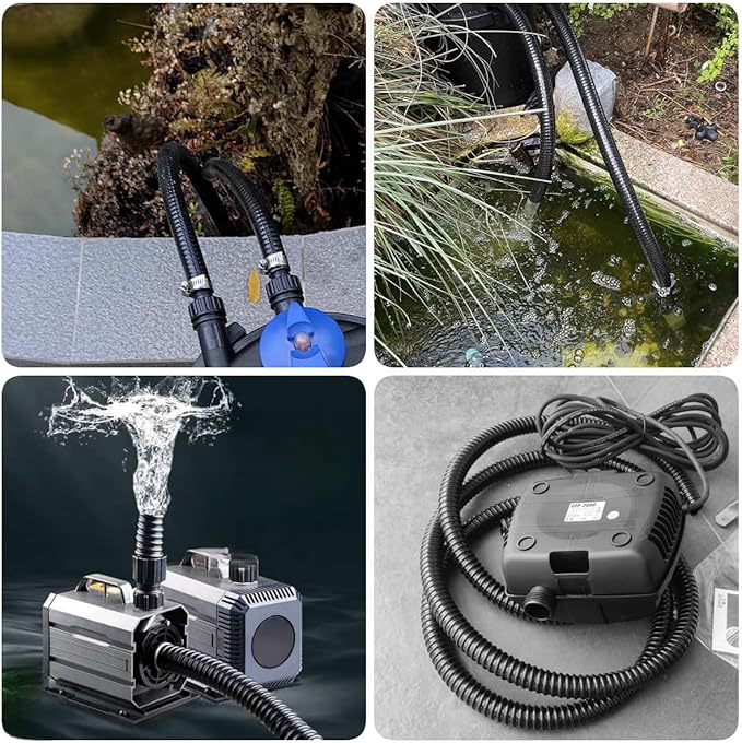 Corrugated Flexible Pond Tubing 1.5 Inch x 10 Feet with Clamps PVC Sump Pump Discharge Water Hose for Garden Ponds Waterfalls Camping Caravans Filters