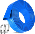 1.5 IN x 60FT Pool Backwash Hose Heavy Duty Drain Discharge Double PVC Layflat Hose with 2 Clamps, Weatherproof Burst Resistant for Water Transfer, Sump Pump, Pool Filter, Pool Drain (18.3M, Blue)
