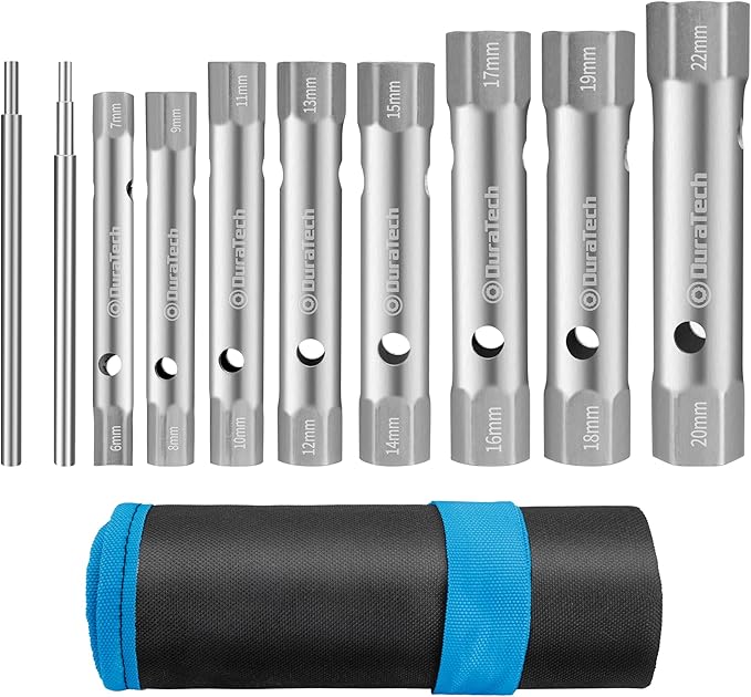 DURATECH 10-Piece Shower Valve Socket Wrench Set with Bar Handles, Metric, 6-22mm, for Removing Tub & Shower Valve, Home Plumbing Repairs