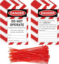 50PCS Lockout Tagout Tags Do not Operate Equipment Labels with 50 Zip Ties OSHA Compliant for Out of Service Machine Maintenance