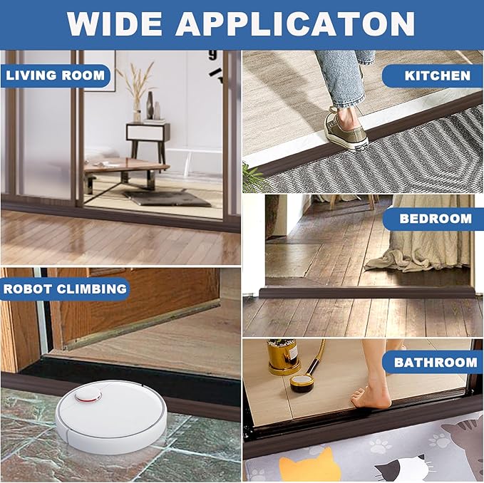 Vinyl Door Threshold Flooring Transition Strip Self Adhesive Carpet Edging Strip for Laminate Doorway Edge Threshold from 1/5" to 2/5" (Brown Wood Grain, 10 Ft)