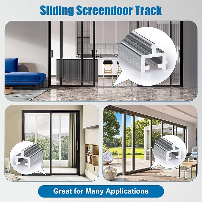Aluminium Sliding Screen Door Track, Screen Door Track Repair,Sliding Door Track Replacement,Sliding Door Bottom Track, Terrace Screen Door Guide- Silvery Aluminium Alloy (75 Inch)