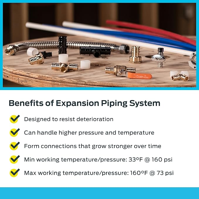 SharkBite 4 Port PEX Expansion Poly Tee, 3/4 Inch Closed Trunk with 1/2 Inch Outlet, Multi Line Water Manifold Plumbing Fittings for PEX-A Tubing, UAMPT4C
