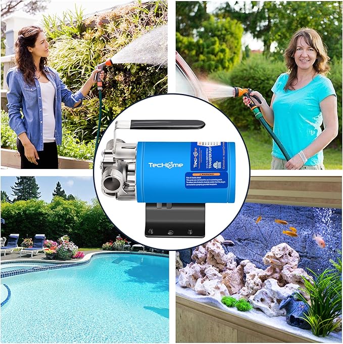 12V Portable Electric Utility Water Transfer Pump, with ON/OFF Switch and Suction Hose Kit.