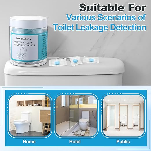 Demissle Toilet Leak Detection Tablets, 30 Pcs Blue Bowl Dye Tablets with Storage Bottle, Detect Silent Tank Leaks, Water Tracer Dye for Bathroom Toilets Detection