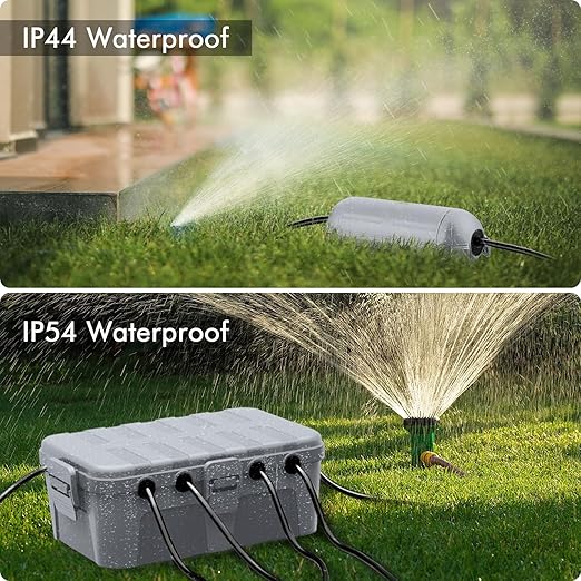 RESTMO 5-Piece Outdoor Waterproof Electrical Box Set – 12.5" x 8.5" x 5" Large & 7.1" x 2.3" x 2.3" Small, Weatherproof Boxes for Power Strip, Outlet, Plug, Socket, Timer, Holiday Light, Light Gray