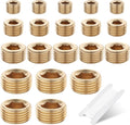 20 PCS Brass Pipe Plug 1/8" 1/4" 3/8" 1/2" NPT Plug Internal Hex Thread Socket Fitting Assortment Kit