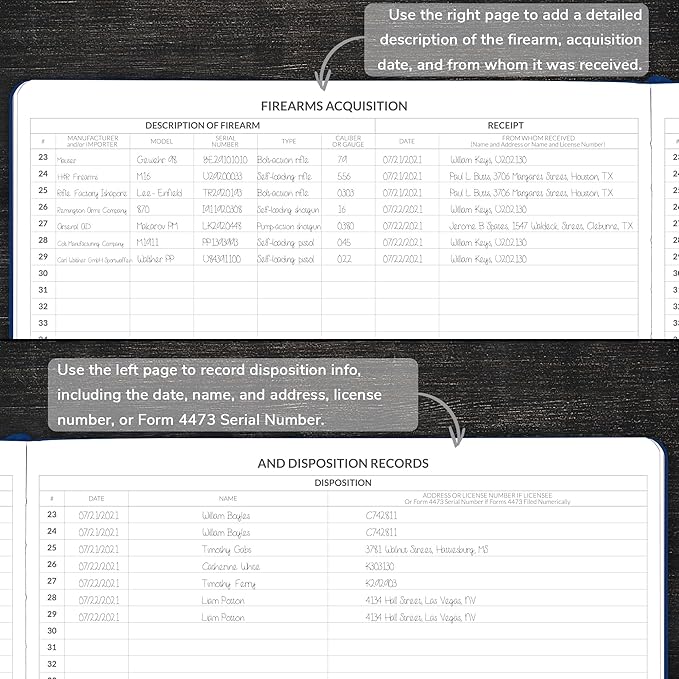 Skyline Firearms Acquisition & Disposition Record Book – Hardcover Gun Log Book for Firearm Dealers & Personal Use – Log Book for Receipt & Disposition Records, 10x7″(Dark Blue)