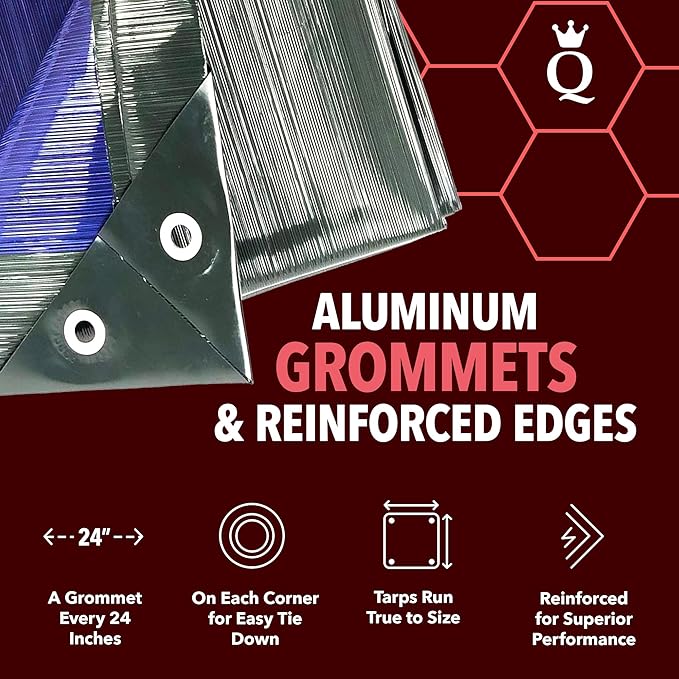 QUEEN OF TARPS | 20x25 Super Heavy Duty Tarp Waterproof, 200 GSM is 20 MIL, UV/Tear Resistant Tarp, Camping, Outdoor Furniture, Car, Tents, Painting, Firewood Protection | 20x25, Super Duty