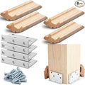 Blulu 1 Set 3" Newel Post Mounting Kit 4 Pcs L Bracket Metal Post Anchor with 4 Pcs Red Oak Wood Trim Deck Base Fasteners for Fastening Handrails Balustrades to Stairs and Floors
