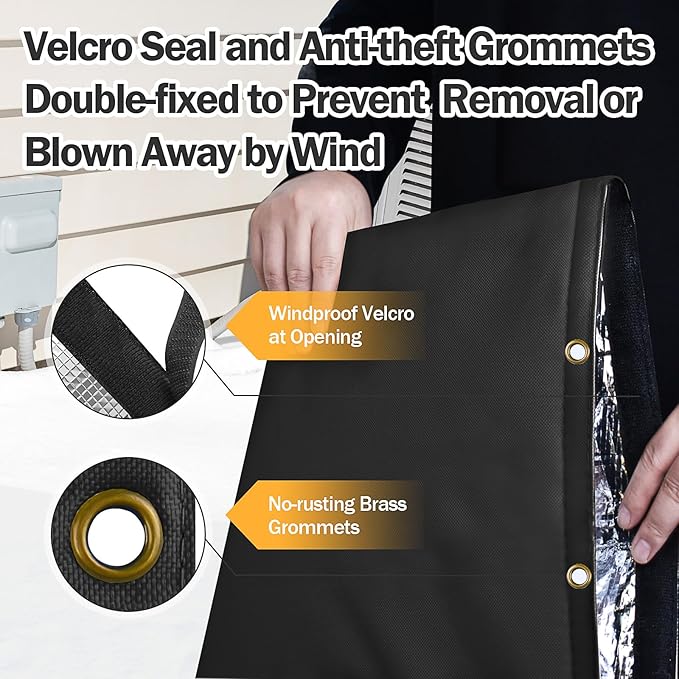 Backflow Preventer Insulation Cover (5°F) - Backflow Insulation Cover - Backflow Valve Cover Insulated - Sprinkler Valve Cover - Insulated Well Pump Cover for Outside, 28"W x 36"H, Black