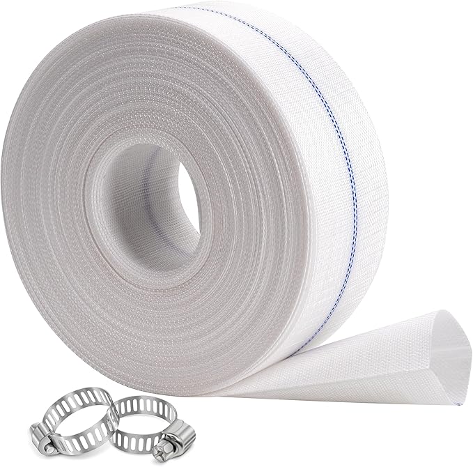 Pool Backwash Hose 4” × 65 ft Fiber Reinforced Discharge Hose General Purpose Flexible Lightweight Lay Flat Pump Drain Pipe Hose for Water Transfer (4in-65ft, Anti-abrasion)