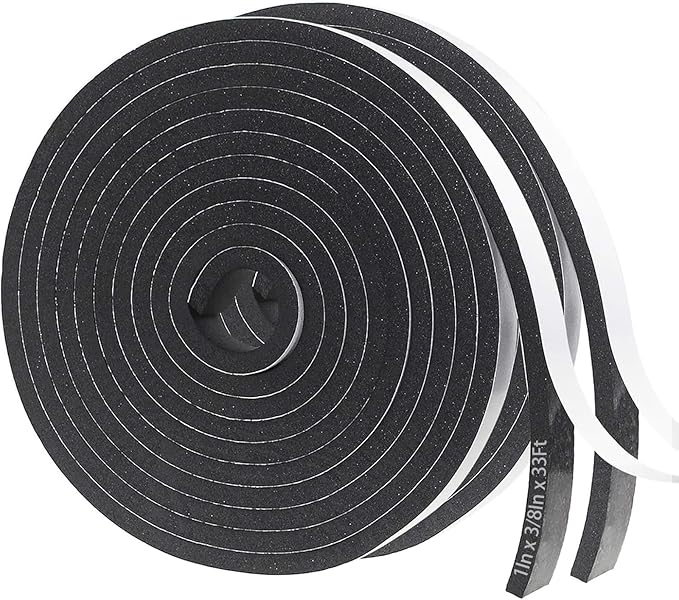 Storystore Foam Insulation Tape Self Adhesive, 1In x 3/8In x 33Ft Weather Stripping for Doors and Windows, Sound Proof Soundproofing Door Seal, Weatherstrip, Air Conditioning Seal Strip